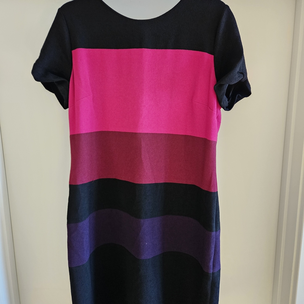 Karl Lagerfeld Black and Pink Striped Midi Dress